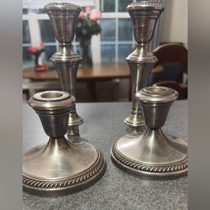 FB Rogers convertible candle sticks silver over copper 10 inches tall
